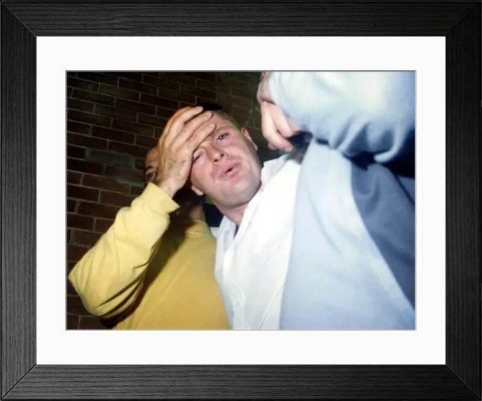 Framed Print : Footballer Paul Gascoigne - Gazza A worse for wear Paul Gascoigne is helped
