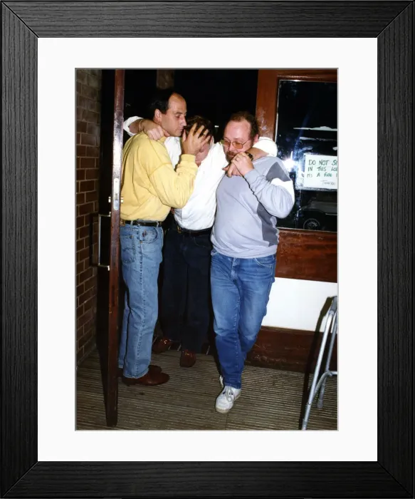 Framed Print : Footballer Paul Gascoigne - Gazza A worse for wear Paul Gascoigne is helped