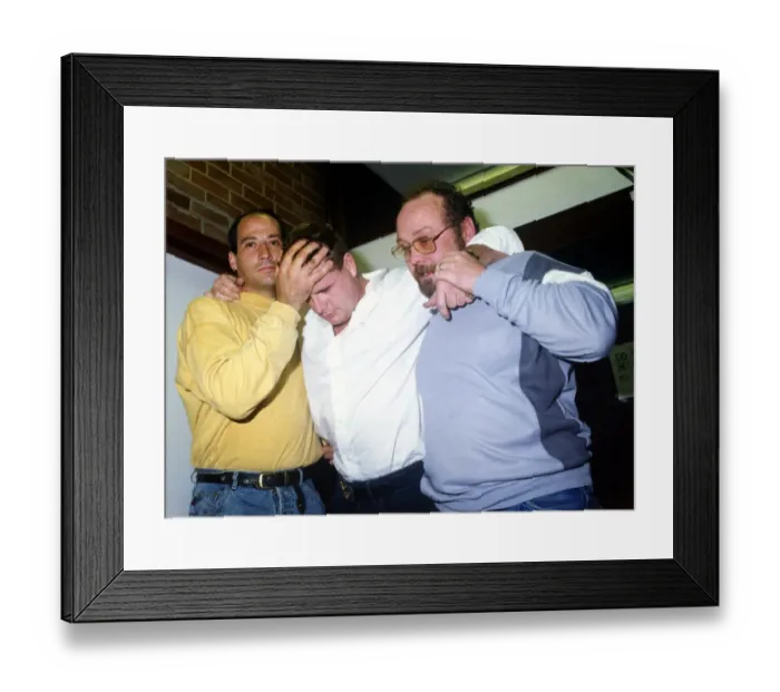 Framed Print : Footballer Paul Gascoigne - Gazza A worse for wear Paul Gascoigne is helped