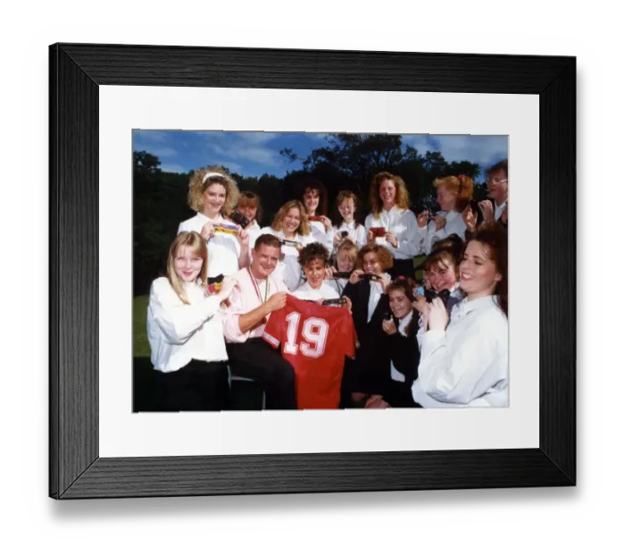 Framed Print : Footballer Paul Gascoigne - Gazza Paul Gascoigne at his former school Heathfield
