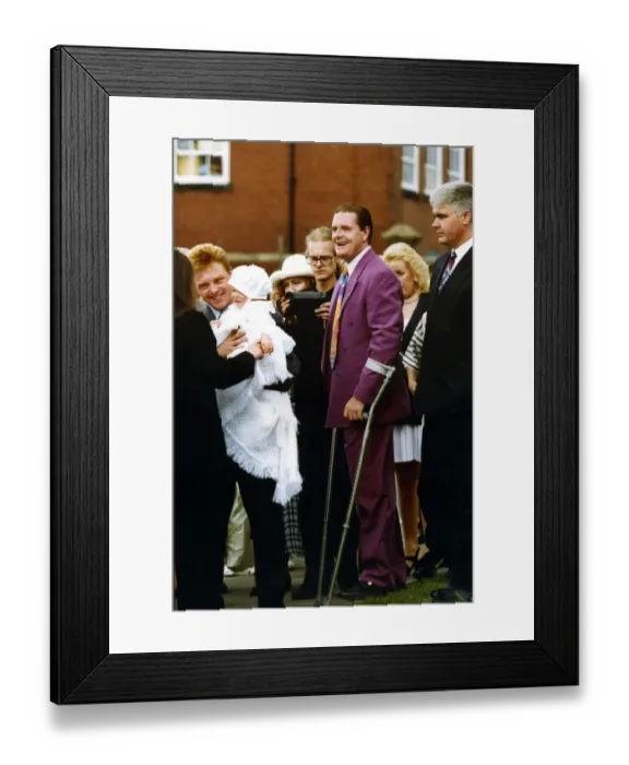 Framed Print : Footballer Paul Gascoigne - Gazza Paul Gascoigne attends the christening of his