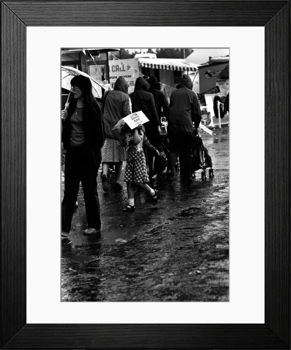 Framed Print : Severe stormy weather with torrential rain and flooding at the annual Summer Exhibition