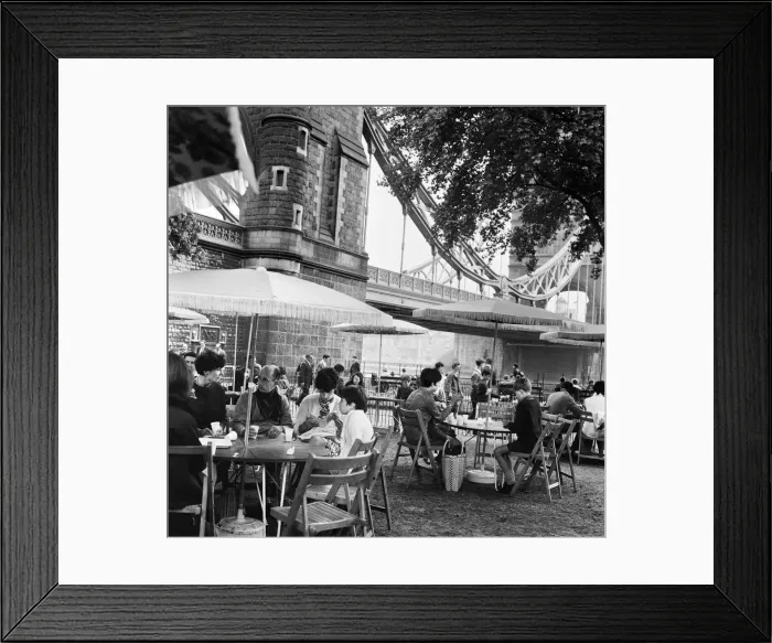 Framed Print : People enjoying life on the embankment in London. 2nd August 1968
