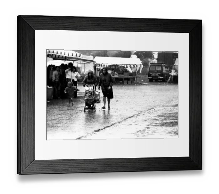 Framed Print : Severe stormy weather with torrential rain and flooding at the annual Summer Exhibition Framed Print : Severe stormy weather with torrential rain and flooding at the annual Summer Exhibition