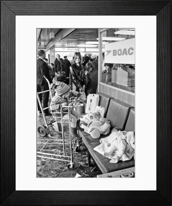 Framed Print : Pilots strike at heathrow Airport. 1st April 1969 Framed Print : Pilots strike at heathrow Airport. 1st April 1969