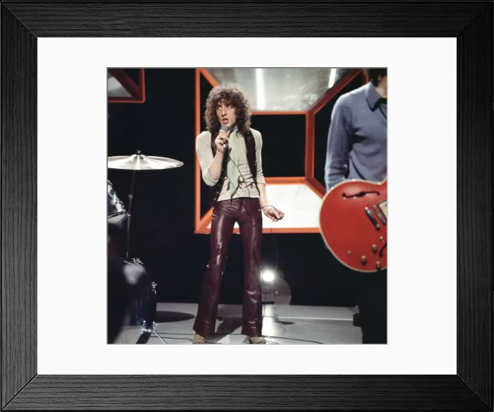 Framed Print : Roger Daltrey, lead singer of The Who rock group, performing on the television programme Framed Print : Roger Daltrey, lead singer of The Who rock group, performing on the television programme