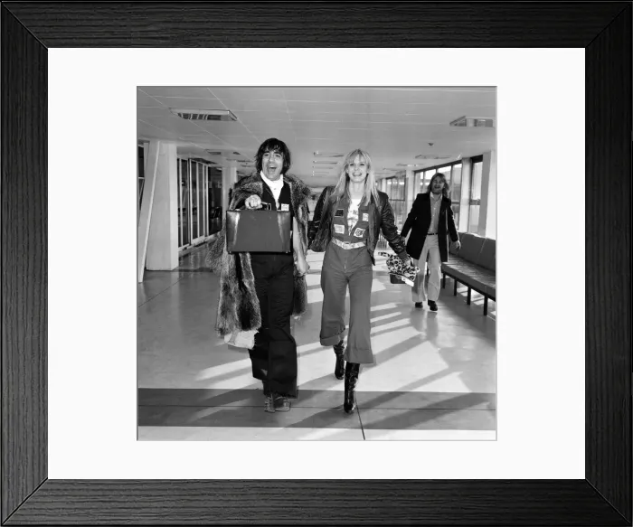 Framed Print : Keith Moon, drummer of The Who rock group, pictured leaving Heathrow Airport for holiday Framed Print : Keith Moon, drummer of The Who rock group, pictured leaving Heathrow Airport for holiday