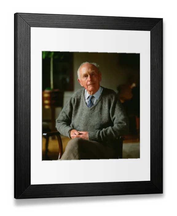 Framed Print : Sir Alec Douglas Home August 1989 Sitting in chair at home pullover checked shirt