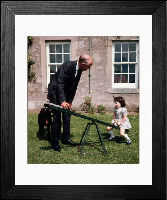 Framed Print : Sir Alec Douglas Home playing with his grand-daughter 1973