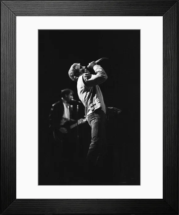 Framed Print : British rock group The Who, performing on stage at the NEC in Birmingham. Roger Daltrey