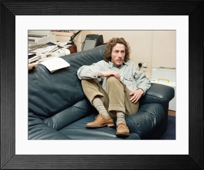 Framed Print : Roger Daltrey, lead singer of British rock group The Who, pictured in his London office