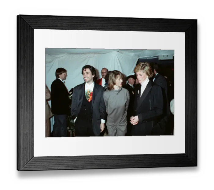 Framed Print : Musician Jean Michel Jarre and his wife Charlotte seen here meeting Princess Diana