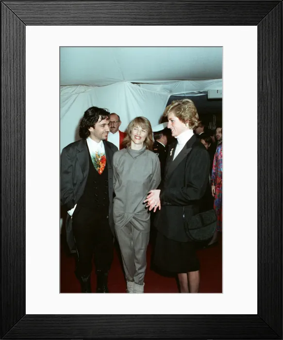 Framed Print : Musician Jean Michel Jarre and his wife Charlotte seen here meeting Princess Diana