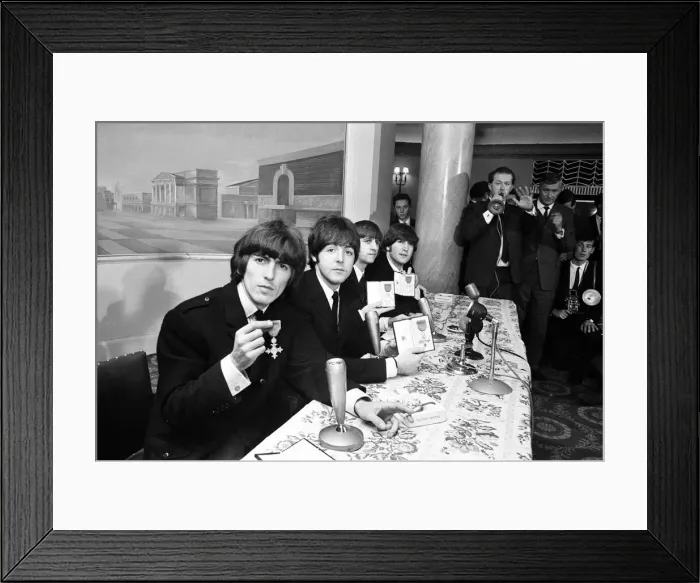 Framed Print : Beatles receive MBE s, Tuesday 26th October 1965. The Beatles received their Framed Print : Beatles receive MBE s, Tuesday 26th October 1965. The Beatles received their