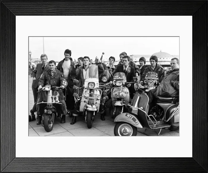 Framed Print : Filming of Quadrophenia in Brighton, based on the Mods and Rockers battles of the mid