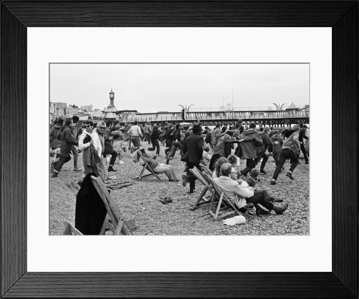 Framed Print : Filming of Quadrophenia in Brighton, based on the Mods and Rockers battles of the mid