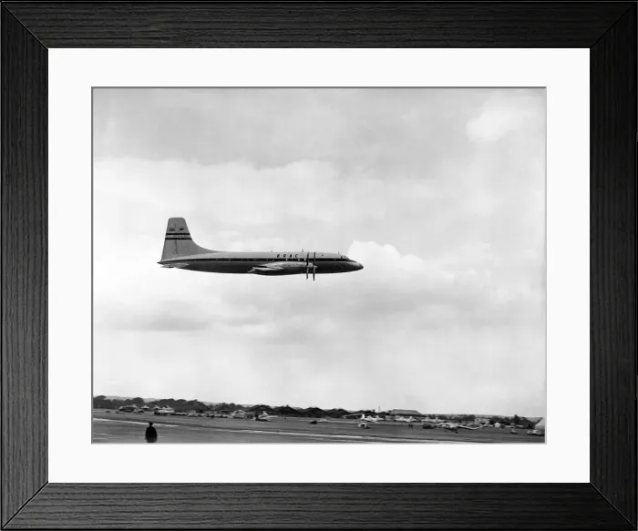 Framed Print : The Bristol Britannia MK100 in flight during the Farnborough air-show Framed Print : The Bristol Britannia MK100 in flight during the Farnborough air-show