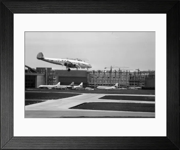 Framed Print : Super constellation aircraft landing at Heathrow Airport. 6th March 1969