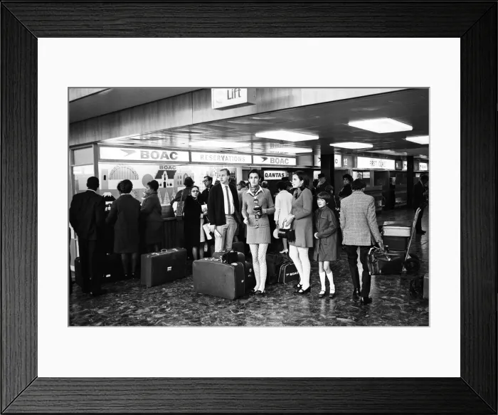 Framed Print : Pilots strike at heathrow Airport. 1st April 1969 Framed Print : Pilots strike at heathrow Airport. 1st April 1969