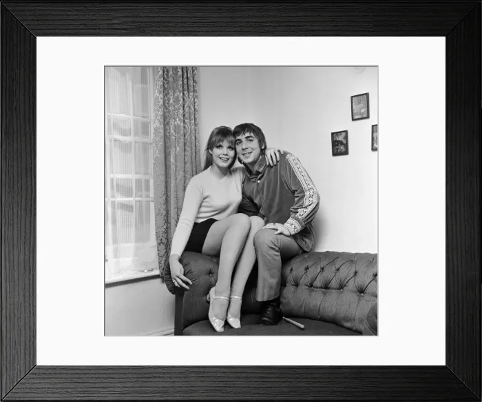 Framed Print : Keith Moon, drummer of British rock group The Who, pictured with his wife Kim at their Framed Print : Keith Moon, drummer of British rock group The Who, pictured with his wife Kim at their