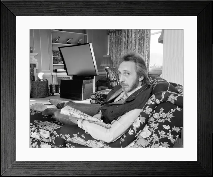 Framed Print : John Entwistle, bass guitarist of The Who rock group, pictured at his home Framed Print : John Entwistle, bass guitarist of The Who rock group, pictured at his home