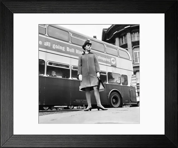 Framed Print : Woman modelling new BEA air stewardess uniform. 1st April 1968 Framed Print : Woman modelling new BEA air stewardess uniform. 1st April 1968