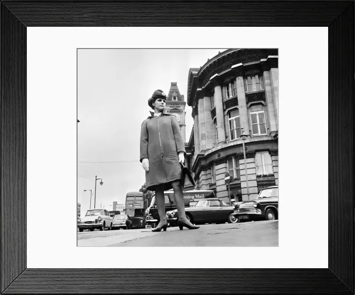 Framed Print : Woman modelling new BEA air stewardess uniform. 1st April 1968 Framed Print : Woman modelling new BEA air stewardess uniform. 1st April 1968