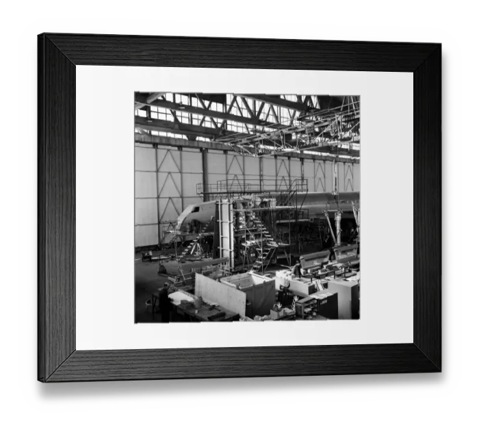 Framed Print : Concorde Prototype 2. being bult in the Brabazon hanger at B. A. C Filton Bristol