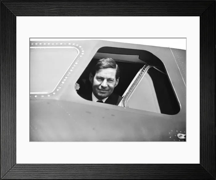 Framed Print : Pilot in cabin at Heathrow airport. 1st June 1965 Framed Print : Pilot in cabin at Heathrow airport. 1st June 1965