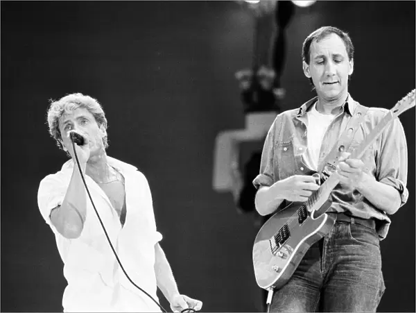 The Who rock group, performing at Wembley Stadium for Live Aid