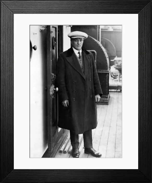 Framed Print : Steve Bloomer, Derby County manager onboard a liner leaving Liverpool for Canada to