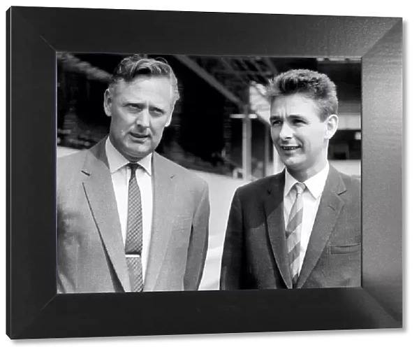 Brian Clough (R) Derby County football manager with his assistant Peter Taylor at