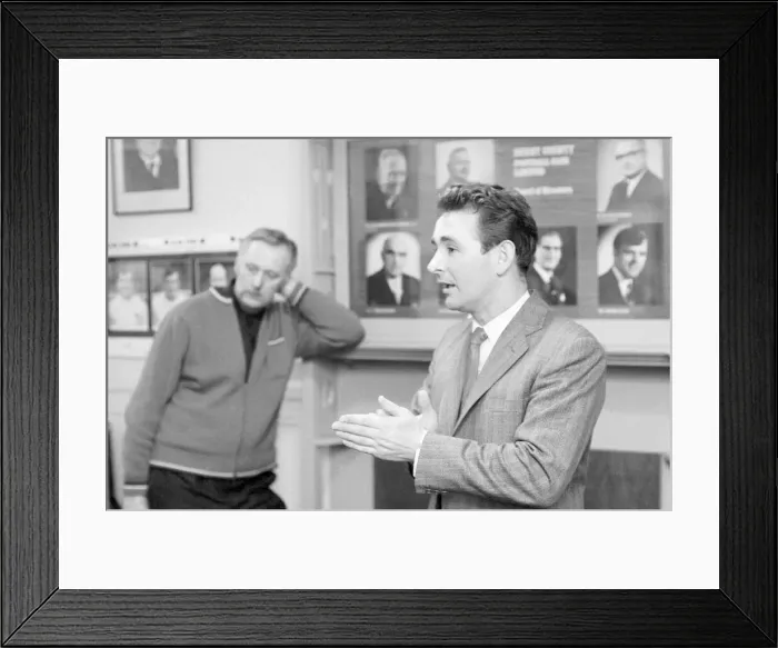 Framed Print : Derby County manager Brian Clough seen here with assistant manager Peter Taylor in Framed Print : Derby County manager Brian Clough seen here with assistant manager Peter Taylor in