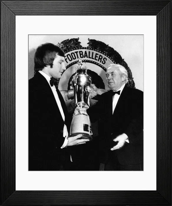 Framed Print : Colin Todd receives the PFA Player of the Year trophy from the Prime Minister Harold Framed Print : Colin Todd receives the PFA Player of the Year trophy from the Prime Minister Harold