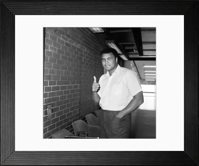 Framed Print : Muhammad Ali at Heathrow Airport London before his departure to Los Angeles Framed Print : Muhammad Ali at Heathrow Airport London before his departure to Los Angeles