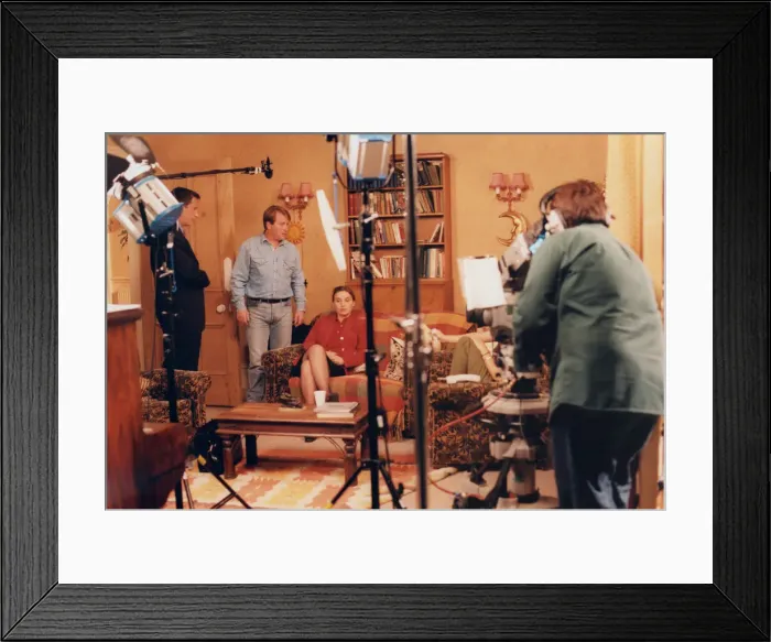 Framed Print : Television Programme - The filming of Channel 5 soap opera Family Affairs in a London
