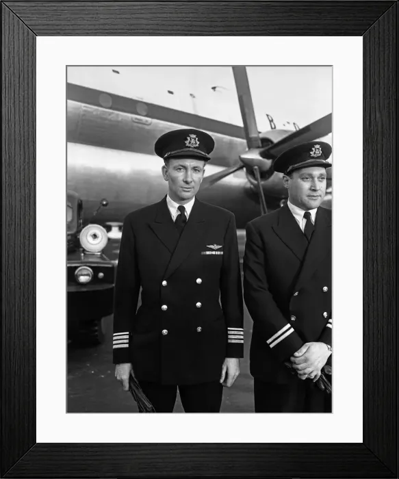 Framed Print : Pilots of Boeing Stratocrusier that will be used for the Queens Royal tour of Framed Print : Pilots of Boeing Stratocrusier that will be used for the Queens Royal tour of