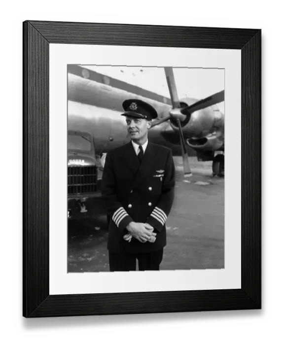 Framed Print : Pilot of Boeing Stratocrusier that will be used for the Queens Royal tour of