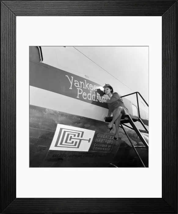 Framed Print : The worlds first flying trade fair was on show at London Airport this week housed