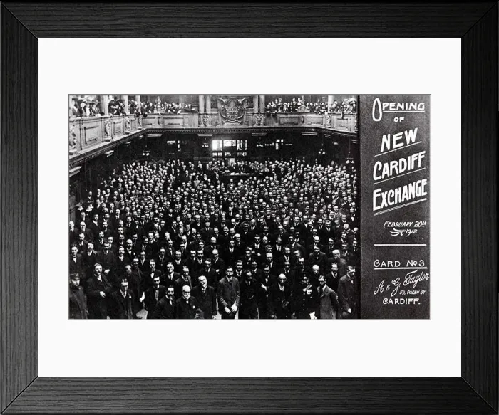 Framed Print : The opening of the Cardiff Coal and Shipping Exchange building, Docks Framed Print : The opening of the Cardiff Coal and Shipping Exchange building, Docks