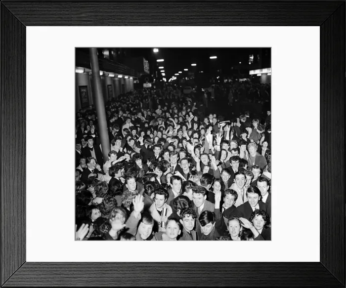 Framed Print : Crowd Scene in Belfast, Northern Ireland, where The Beatles performed a Concert Framed Print : Crowd Scene in Belfast, Northern Ireland, where The Beatles performed a Concert