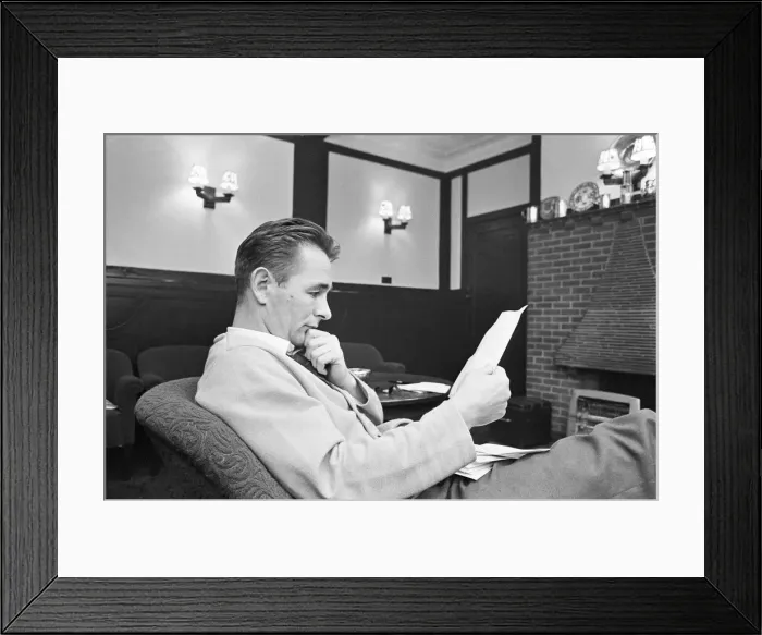 Framed Print : Derby County manager Brian Clough answering letters from the Sunday Mirror angry column