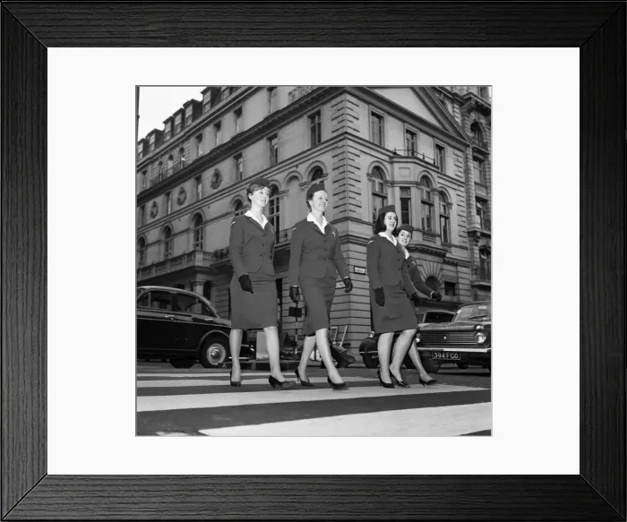 Framed Print : New uniforms for B. E. A stewardesses. 21st October 1963 Framed Print : New uniforms for B. E. A stewardesses. 21st October 1963