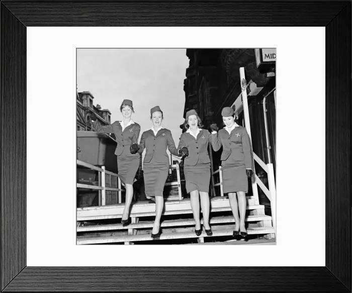 Framed Print : New uniforms for B. E. A stewardesses. 21st October 1963 Framed Print : New uniforms for B. E. A stewardesses. 21st October 1963