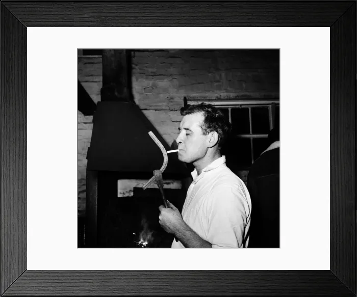 Framed Print : Pictures takes at stables at Newmarket, behind the scenes Horse shoe maker in Framed Print : Pictures takes at stables at Newmarket, behind the scenes Horse shoe maker in