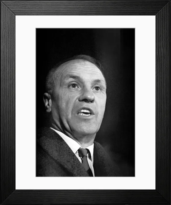 Framed Print : Liverpool Manager Bill Shankly watching a reserve game at Anfield between Liverpool Framed Print : Liverpool Manager Bill Shankly watching a reserve game at Anfield between Liverpool