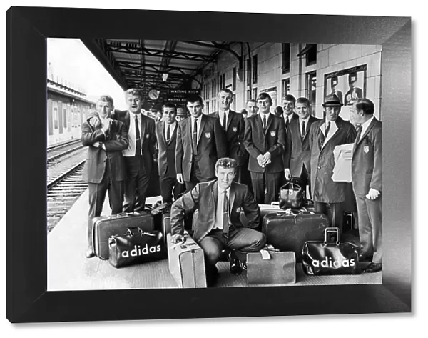 Cardiff City players pictured at Cardiff General Railway Station as they left for their