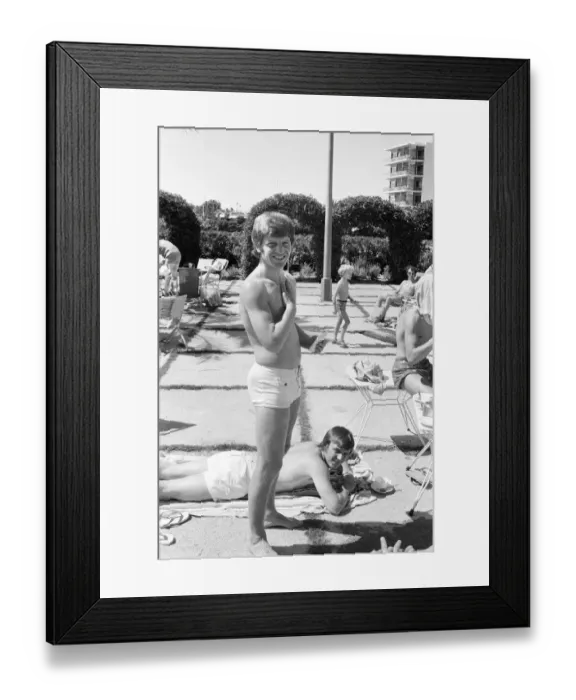 Framed Print : Jubilant Derby County players on holiday in Majorca after receiving news they had won