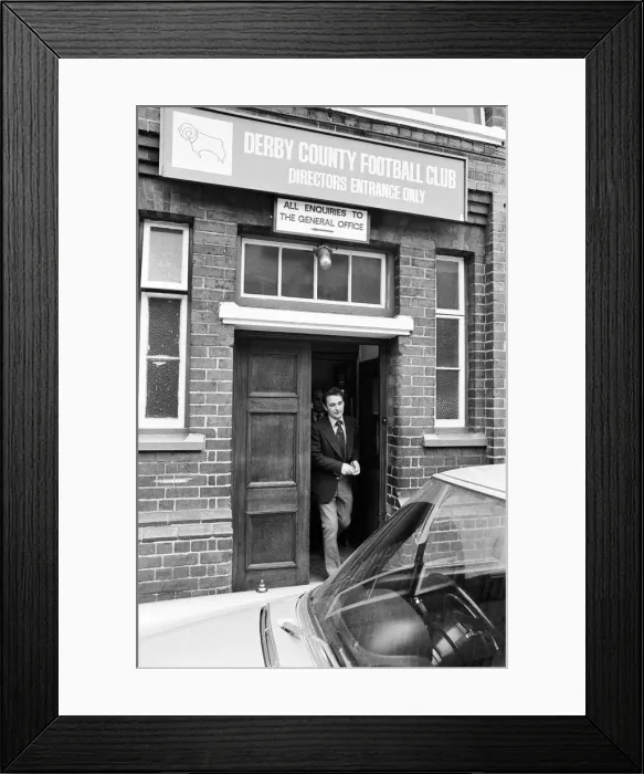 Framed Print : Manager Brian Clough and assistant Peter Taylor leaving Derby County after a meeting with
