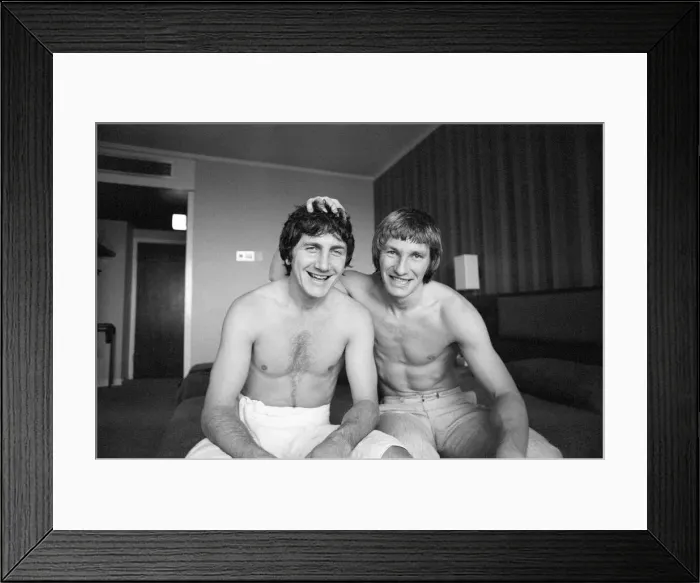 Framed Print : England Derby County footballers Roy McFarland (left) and teammate Colin Todd in their Framed Print : England Derby County footballers Roy McFarland (left) and teammate Colin Todd in their